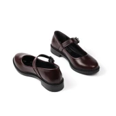 Kadın Bordo Anne Ayakkabısı Tokalı Rugan Kaydırmaz Termo Taban Kısa Topuklu Rahat Günlük thumbnail 5