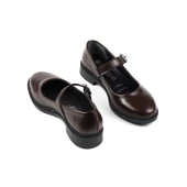 Kadın Kahve Anne Ayakkabısı Tokalı Rugan Kaydırmaz Termo Taban Kısa Topuklu Rahat Günlük thumbnail 4