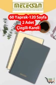 2 Adet A4 Ebat 60 Yaprak(120 Sayfa) Spiralli Plastik Kapaklı Okul Defteri-Meteksan - 1