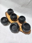 6 LI ALÇI SAKSI MUMLUK SETİ SİYAH thumbnail 4