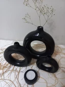 DONUT 3LÜ VAZO SET SİYAH - 3