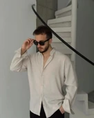 Erkek Uzun Kollu Regular Sofya Keten Gömlek thumbnail 2