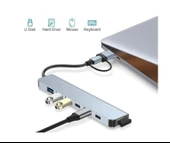 Plentiful Usb Hub 7 in 1 USB/Type-c To USB A, USB C, USB 2.0/3.0 Çevirici Adaptör Çok Portlu Tak Çalıştır Usb Çevirici - 3