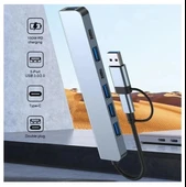 Plentiful Usb Hub 7 in 1 USB/Type-c To USB A, USB C, USB 2.0/3.0 Çevirici Adaptör Çok Portlu Tak Çalıştır Usb Çevirici - 2