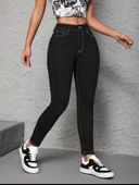 Kadın Yüksek Bel önden Düğmeli Dar Kesim Kot Pantolon thumbnail 8