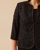 Büyük Beden Dantel Dokulu Payet İşlemeli Ceket thumbnail 3