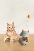 İnteraktif Gıda Dağıtıcı Oyuncak Tumbler Cat Oyuncak Topu Atıştırmalık Dağıtıcı İkili döner toplar - 2