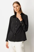 Önü Düğmeli Saten Gömlek Ekol - 5