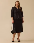 Büyük Beden Dantel Dokulu Payet İşlemeli Ceket thumbnail 1