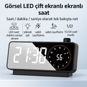 Plentiful  Aynalı Led Ekranlı Saat ,Elektronik Masaüstü Çalar Saat, Çift Dijital Çalar Saat, Başucu Ofisi Için Geri Sayımlı Kompakt Sıcaklık Göstergesi - 4
