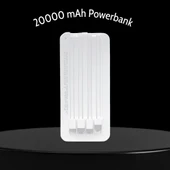 Plentiful 20000 mAh Powerbank 4 in 1. Kendinden Çoklu Kablo Girişli Beyaz - 1