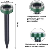4 Adet Solar Güneş Enerjili Akrep,Köstebek,Yılan Fare Kovucu 750-1000 M2 Etkili Yuvarlak thumbnail 5