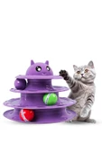 3 Katlı Toplu Yuvarlak Kedi Oyuncağı, Toplu Yuvarlak Kedi Oyuncağı Kedi Eğlencesi - 2