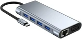 Plentiful TYPE-C Hub 11in1 USB C 5 Gbps Docking Station 4K HDMI,VGA,Type C PD,USB3.0,RJ45 Ethernet,SD/TF AUX Macbook Pc Uyumlu Adaptör Çoklayıcı Çevirici Dönüştürücü - 4