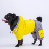 Pawstar BiColor Sarı-Gri Polarlı Su Geçirmez Küçük Irk Köpek Yağmurluk Tulum thumbnail 1