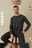 Aydoğan Erkek Civan Patlı Modal Koyu Haki Pijama Takımı 3341 - 2