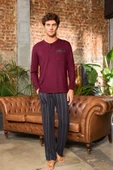 Aydoğan Erkek Aras Kışlık Termal Rahat Bordo Pijama Takımı 0535 - 1