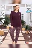 Aydoğan Kadın inci Büyük Beden Vişneçürüğü Pijama Takımı 0497 - 3