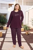 Aydoğan Kadın inci Büyük Beden Vişneçürüğü Pijama Takımı 0498 - 1