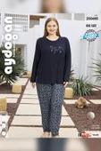 Aydoğan Kadın inci Büyük Beden Lacivert Pijama Takımı 0495 - 3
