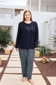 Aydoğan Kadın inci Büyük Beden Lacivert Pijama Takımı 0495 - 2