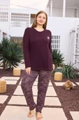 Aydoğan Kadın inci Büyük Beden Vişneçürüğü Pijama Takımı 0497 - 1