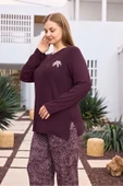 Aydoğan Kadın inci Büyük Beden Vişneçürüğü Pijama Takımı 0497 - 2