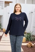 Aydoğan Kadın inci Büyük Beden Lacivert Pijama Takımı 0495 - 1