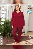 Aydoğan Kadın inci Büyük Beden Kiraz Kırmızı Pijama Takımı 0496 - 3