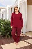 Aydoğan Kadın inci Büyük Beden Kiraz Kırmızı Pijama Takımı 0496 - 2