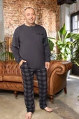 Aydoğan Erkek Dinç Büyük Beden Koton Füme Pijama Takımı 0503 - 1