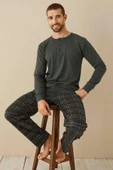 Aydoğan Erkek Civan Patlı Modal Koyu Haki Pijama Takımı 3341 - 1