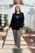 Aydoğan Kadın inci Büyük Beden She Is Me Siyah Pijama Takımı 0492 thumbnail 3