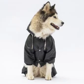 Pawstar Siyah Muson Polarlı Su Geçirmez Orta-Büyük Irk Köpek Yağmurluk Tulum thumbnail 3