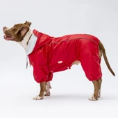 Pawstar Kırmızı Muson Polarlı Su Geçirmez Orta-Büyük Irk Köpek Yağmurluk Tulum thumbnail 1