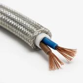 Dekoratif Kumaş Aydınlatma Elektrik Kablosu (2x0,50 TTR) (Simli Gümüş) 1 Metre - 2