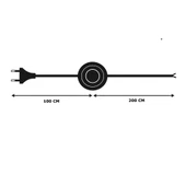Fişli Yerpuarlı Kablo (Yassı)- Anahtarlı (2X0,50) Siyah - 3 Metre - 5