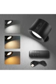 Çift Yönlü Led Aplik (Usb Type C Şarjlı) 3 Mod Renkli, Dimmerli, Kumandalı - 1