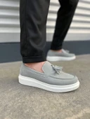 JY154 Blaze Bağcıksız Püsküllü Süet Erkek Günlük Spor Klasik Ayakkabı SBT - Gri thumbnail 1