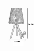 Üç Ayak Mini Ahşap Abajur (Turuncu Makrome İp Başlık) - 3
