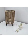 Makrome İpli Metal Masa ve Gece Lambası (Silindir - Koyu Bej) - 2
