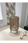 Makrome İpli Metal Masa ve Gece Lambası (Silindir - Koyu Bej) - 1