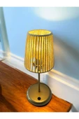 Lyris - Makrome Abajur, Mini Masa Lambası (Ekru Başlık, Gold Ayak) thumbnail 2