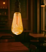 Çizgili Armut Tasarım E27 Rustik Ampul Vintage Amber (4,5W - 500 Lümen)-(KIRILMAZ PLASTİK GÖVDE) - 1