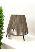 Makrome İpli Metal Masa ve Gece Lambası (Konik - Koyu Bej) thumbnail 1