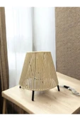Makrome İpli Metal Masa ve Gece Lambası (Konik - Ekru) - 1