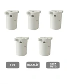 Sıva Üstü Duy E27 Vidasız Geçmeli Donanma Duyu Bakalit Beyaz (250V-4A) 5 Adet thumbnail 1