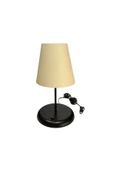 Lyris - Pvc Abajur, Mini Masa Lambası (Ekru Başlık, Siyah Ayak) thumbnail 2