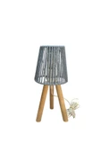 Üç Ayak Mini Ahşap Abajur (Bebe Mavi Makrome İp Başlık) thumbnail 2