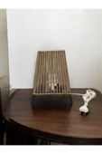 Makrome İpli Metal Masa ve Gece Lambası (Kare Konik- Koyu Bej) - 2